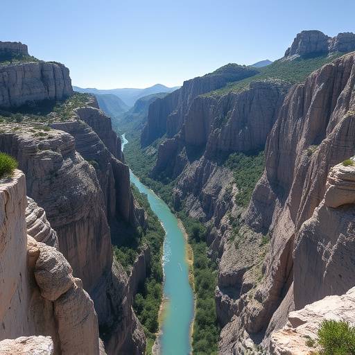 Les Gorges du Verdon vues d'en haut, montrant leurs falaises abruptes et les eaux turquoise de la rivière.