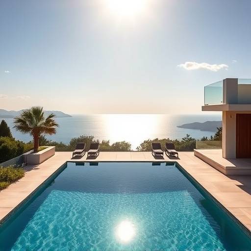 Une villa de luxe à Saint-Tropez, avec piscine et vue sur la mer.