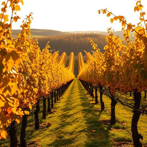 Vignoble alsacien en automne, avec les feuilles des vignes prenant des couleurs dorées.